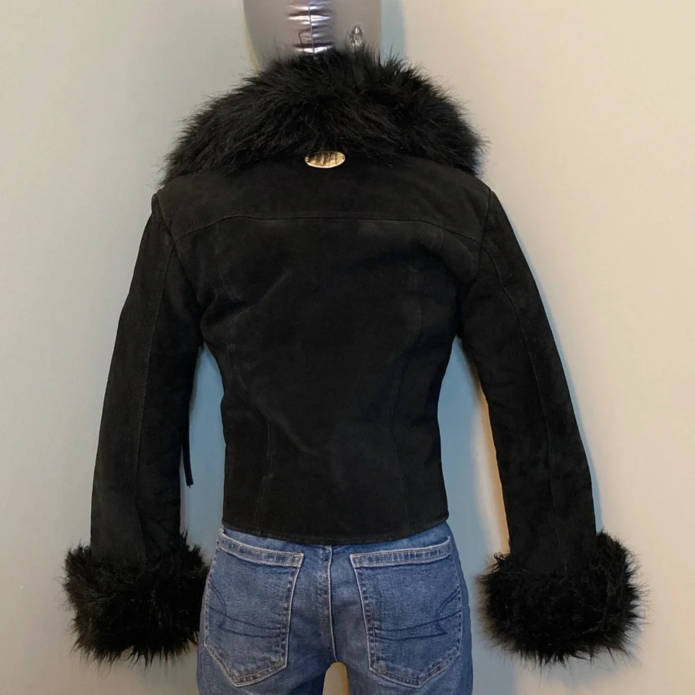 Baby Phat Black Leather Jacket with Faux Fur - Picture 4 of 15